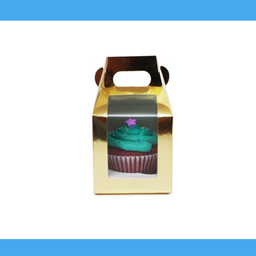 Gift Box with Handles with Recycled Material -Golden Color
